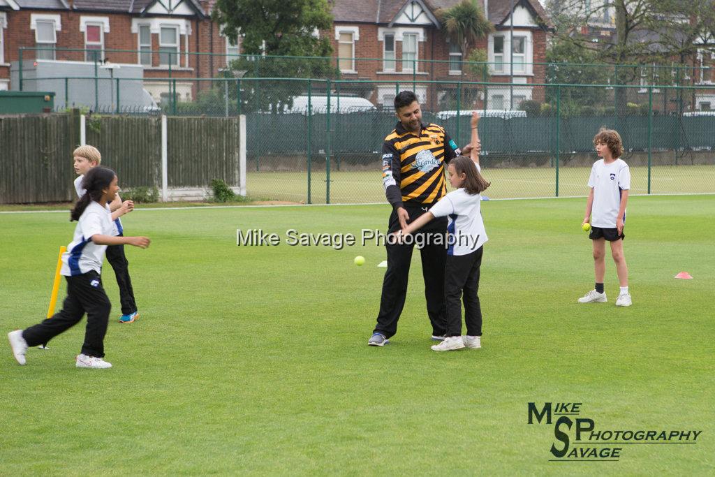 20170627-0013.jpg - Junior Coaching with Usman Afzaal at Lashings All Stars vs House Of Commons & Lords, 26th June 2017 Grenfell Tower Fundraising Cricket Event at Latymer Upper School Playing Fields, London.