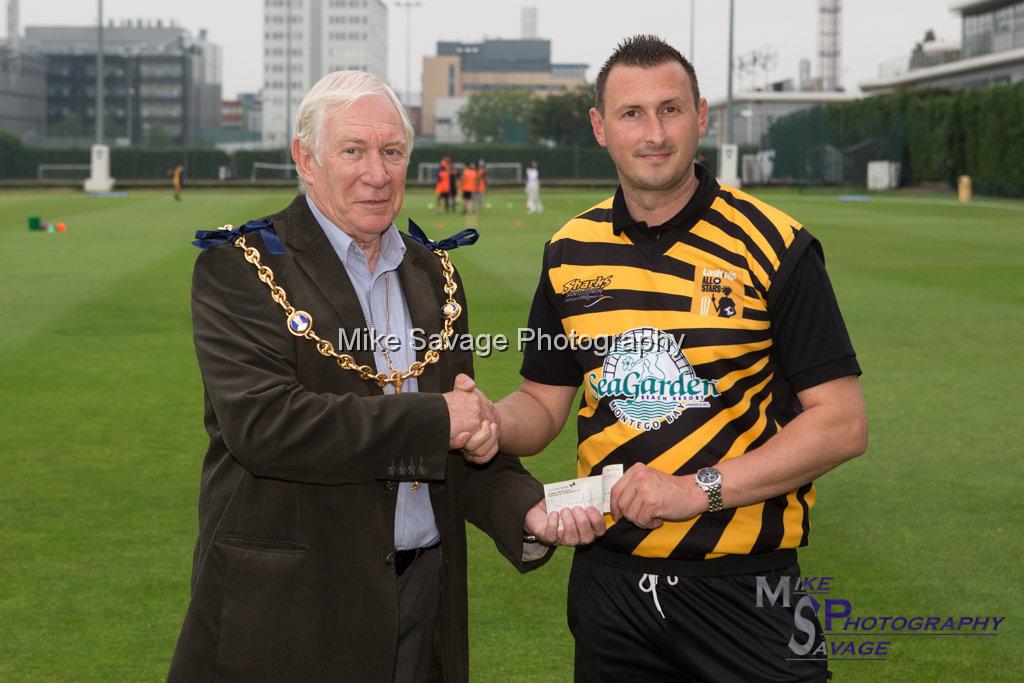 20170627-0033.jpg - Mayor of Maidstone - Malcolm Greer with Lashings James Honey-Green at Lashings All Stars vs House Of Commons & Lords, 26th June 2017 Grenfell Tower Fundraising Cricket Event at Latymer Upper School Playing Fields, London.