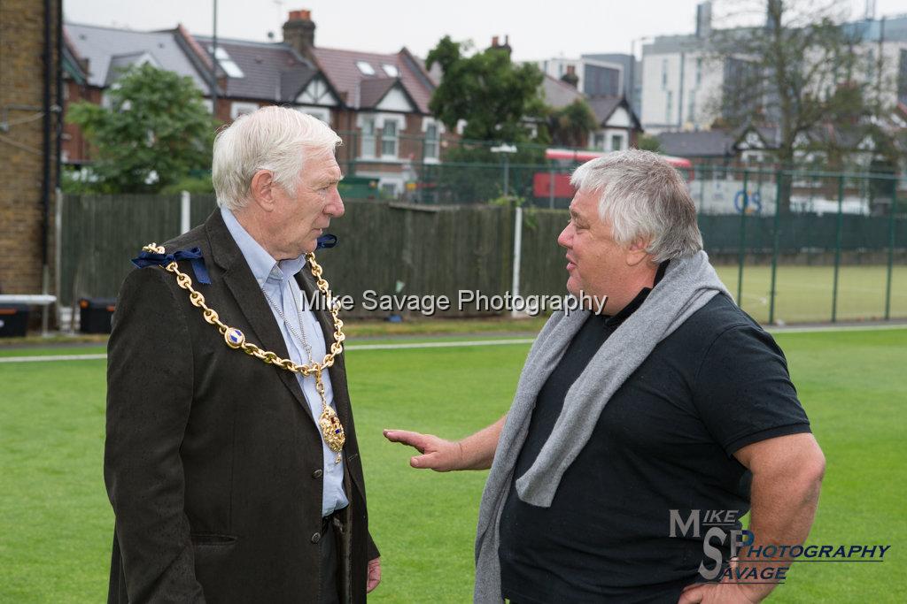 20170627-0049.jpg - Mayor of Maidstone - Malcolm Greer with Lashings David Folb at Lashings All Stars vs House Of Commons & Lords, 26th June 2017 Grenfell Tower Fundraising Cricket Event at Latymer Upper School Playing Fields, London.