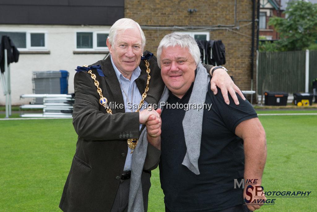 20170627-0056.jpg - Mayor of Maidstone - Malcolm Greer with Lashings David Folb at Lashings All Stars vs House Of Commons & Lords, 26th June 2017 Grenfell Tower Fundraising Cricket Event at Latymer Upper School Playing Fields, London.