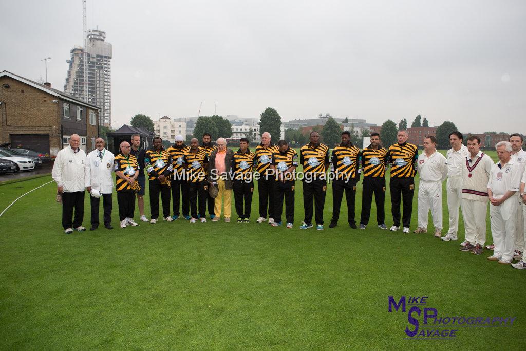 20170627-0129.jpg - Teams pay respects to Grenfell Tower victims at Lashings All Stars vs House Of Commons & Lords, 26th June 2017 Grenfell Tower Fundraising Cricket Event at Latymer Upper School Playing Fields, London.