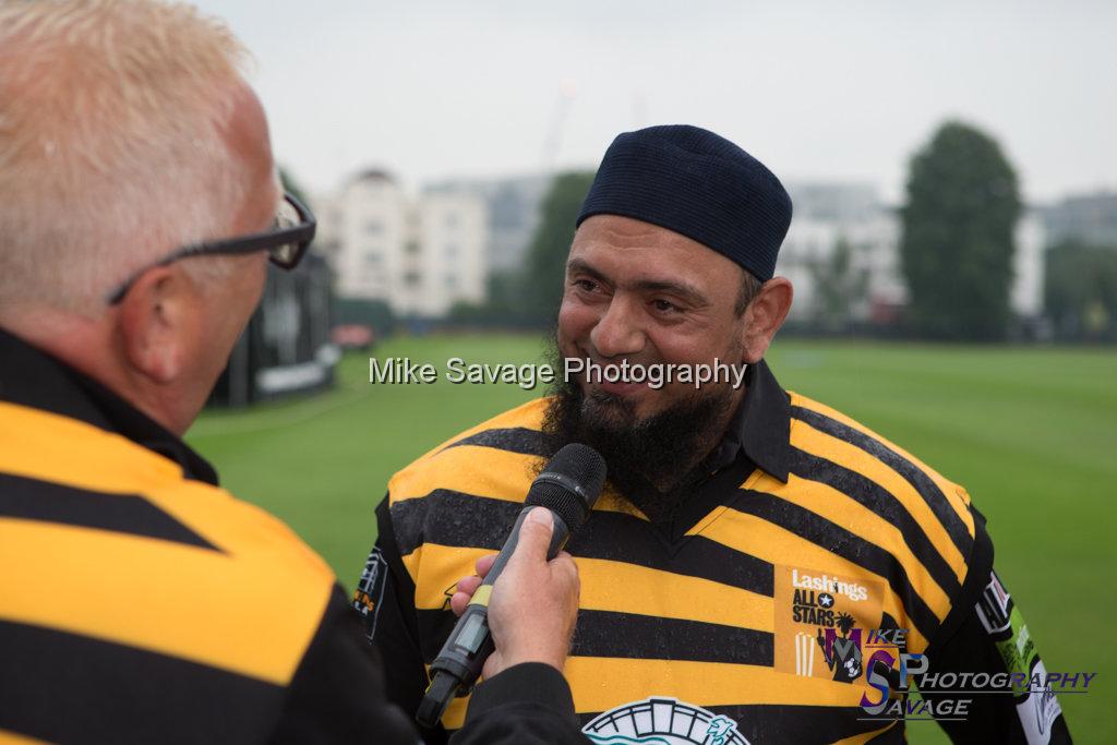 20170627-0142.jpg - Saqlain Mushtaq at Lashings All Stars vs House Of Commons & Lords, 26th June 2017 Grenfell Tower Fundraising Cricket Event at Latymer Upper School Playing Fields, London.