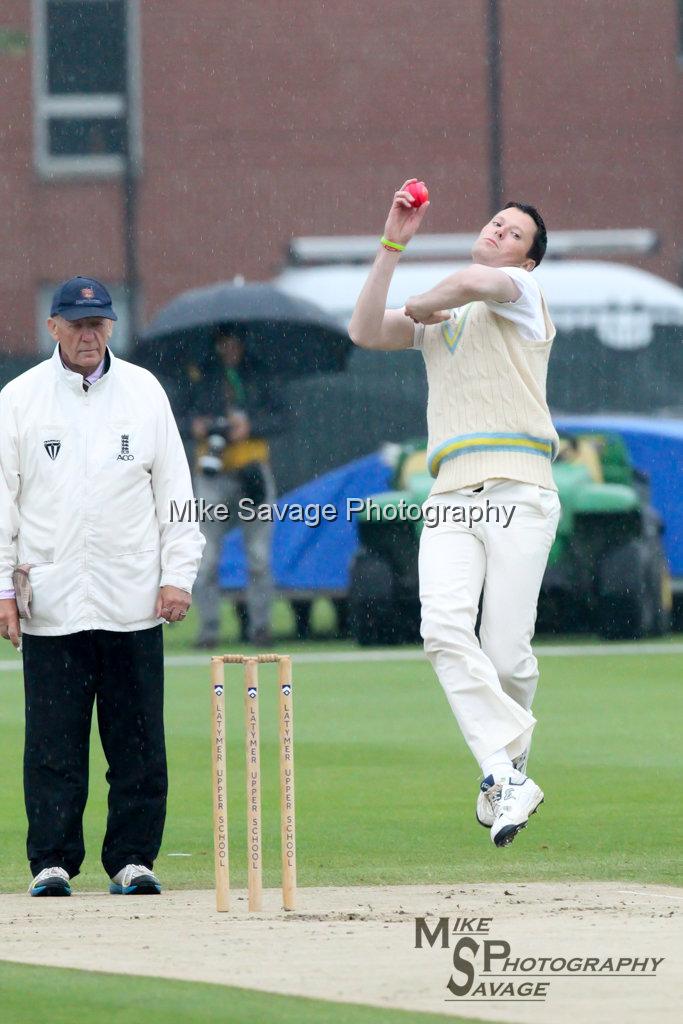 20170627-0182.jpg - Alex Chalk MP bowls at Lashings All Stars vs House Of Commons & Lords, 26th June 2017 Grenfell Tower Fundraising Cricket Event at Latymer Upper School Playing Fields, London.