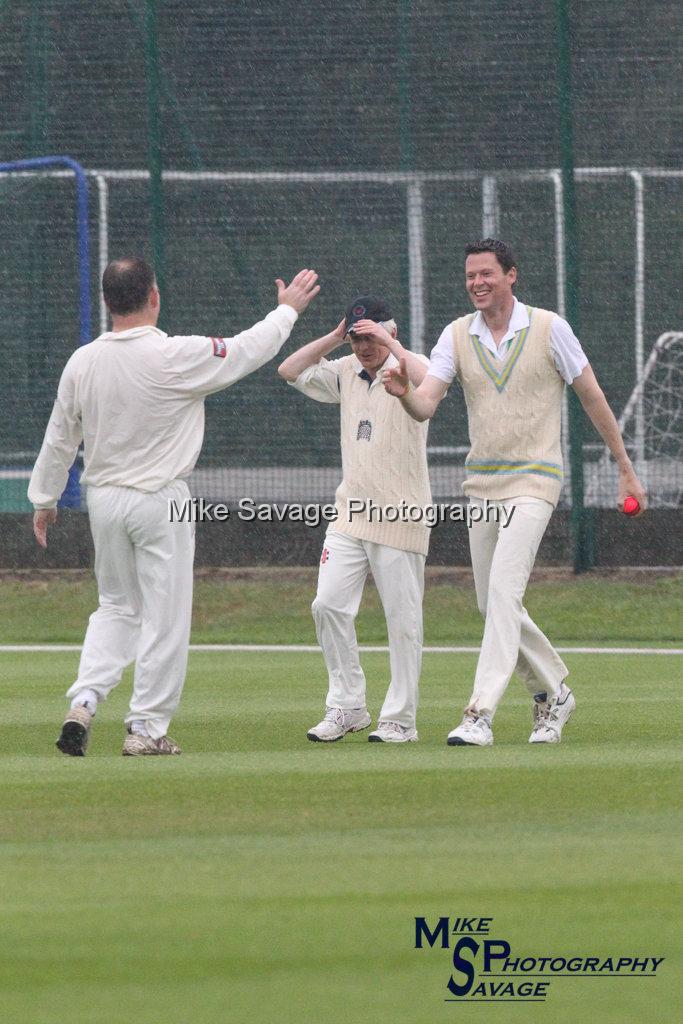 20170627-0366.jpg - Nigal Adams MP, Richard Graham MP and Alex Chalk MP celebrating a wicket at Lashings All Stars vs House Of Commons & Lords, 26th June 2017 Grenfell Tower Fundraising Cricket Event at Latymer Upper School Playing Fields, London.