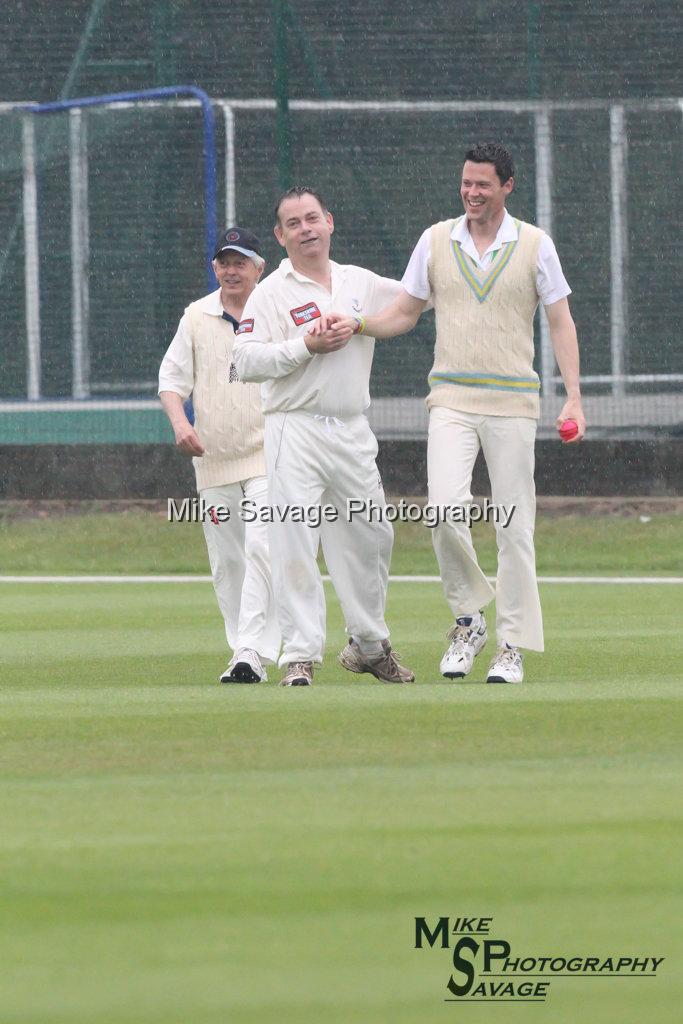 20170627-0368.jpg - Nigal Adams MP, Richard Graham MP and Alex Chalk MP celebrating a wicket at Lashings All Stars vs House Of Commons & Lords, 26th June 2017 Grenfell Tower Fundraising Cricket Event at Latymer Upper School Playing Fields, London.