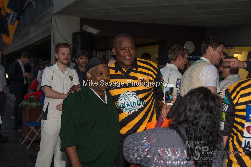 20170627-0960.jpg - Devon Malcolm with fans at Lashings All Stars vs House Of Commons & Lords, 26th June 2017 Grenfell Tower Fundraising Cricket Event at Latymer Upper School Playing Fields, London.